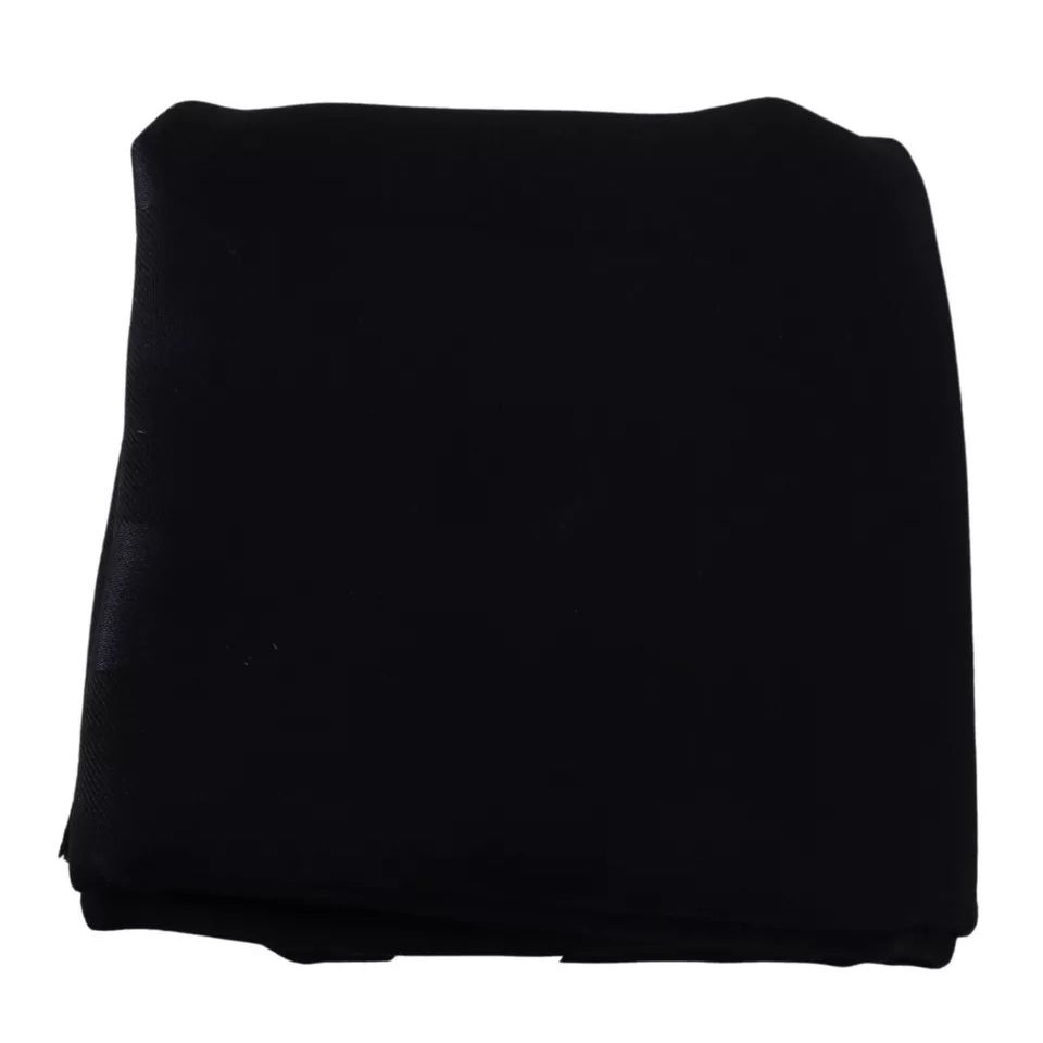 Dolce & Gabbana Black Solid Silk Wool Fringe Wrap Scarf