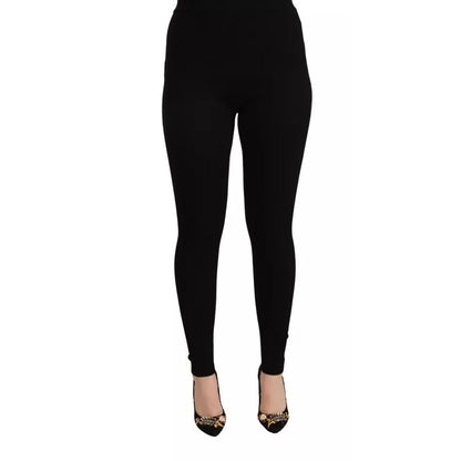 Dolce & Gabbana Black High Waist Stretch Pants Tights