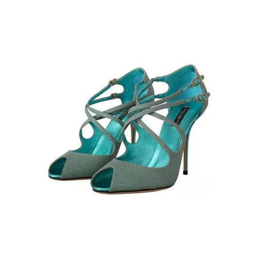 Dolce & Gabbana Blue Glittered Strappy Heels Sandals Shoes LA9611-39