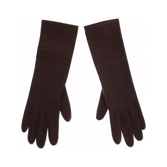 Dolce & Gabbana Brown Leather Wrist Slim Women Gloves SIG13112-8.5
