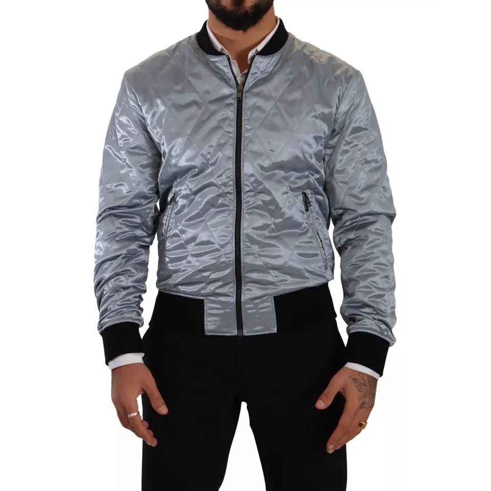 Dolce & Gabbana Light Blue Bomber Coat Men Jacket