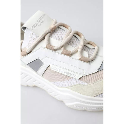 Dolce & Gabbana White Beige Leather Sport DAYMASTER Shoes Sneakers
