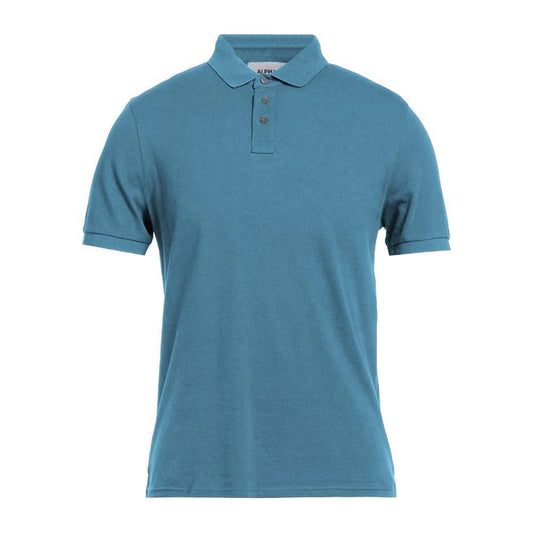 Alpha Studio Light Blue Cotton Men Polo Shirt AL-14583-IT52 | XL