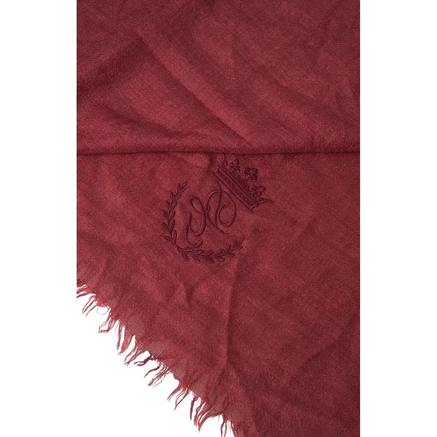 Dolce & Gabbana Maroon Cashmere Knit Wrap Shawl Fringe Scarf