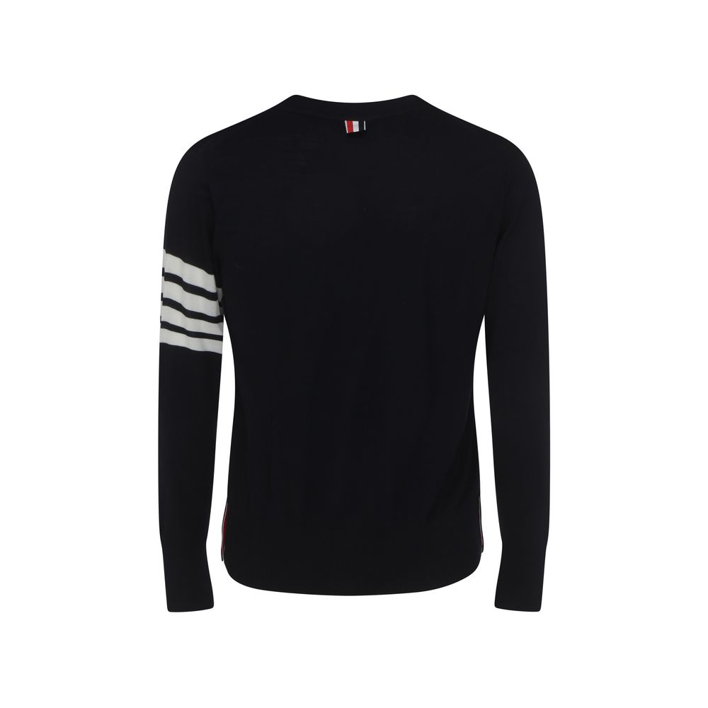 Thom Browne Blue Fleece Wool Cardigan