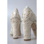Dolce & Gabbana White Lace Crystals Heels Sandals Shoes LA10363-41