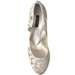 Dolce & Gabbana White Lace Crystals Heels Sandals Shoes LA10363-41