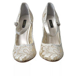 Dolce & Gabbana White Lace Crystals Heels Sandals Shoes LA10363-41