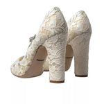 Dolce & Gabbana White Lace Crystals Heels Sandals Shoes LA10363-41
