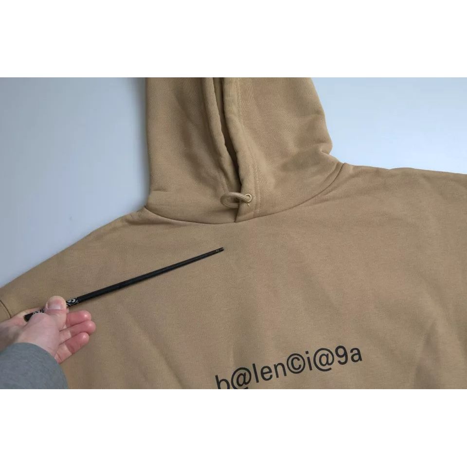 Balenciaga Brown Cotton Symbolic Molleton Bouclette Hooded Sweater