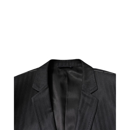 Dolce & Gabbana Black Stripe Wool Single Breasted Blazer Dolce & Gabbana