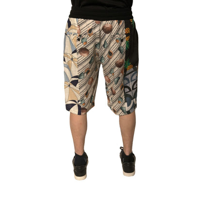Dolce & Gabbana Multicolor Patchwork Linen Bermuda Shorts