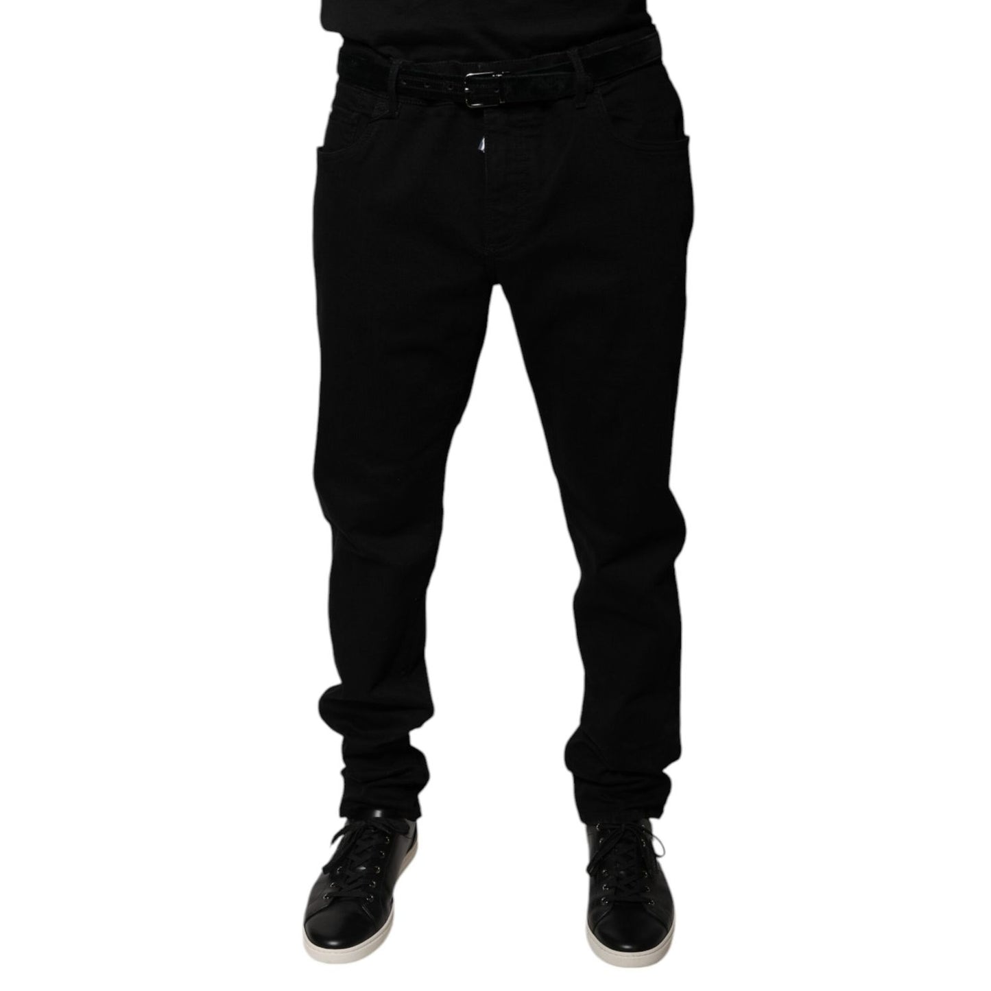 Dolce & Gabbana Black Logo Cotton Stretch Skinny Denim Jeans