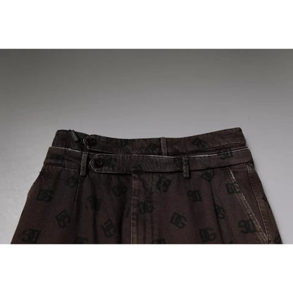 Dolce & Gabbana Brown Logo Cotton Straight Denim Jeans