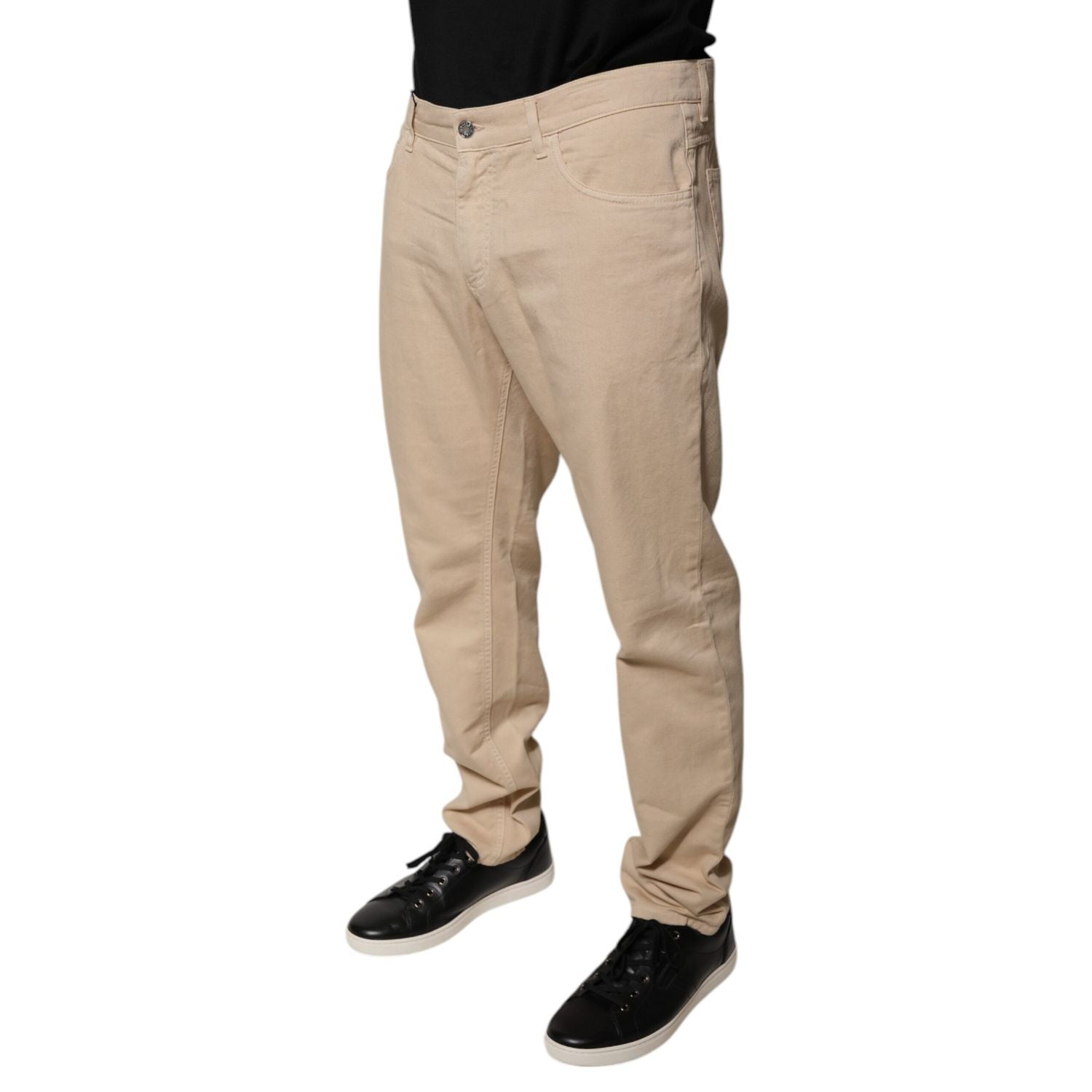 Dolce & Gabbana Beige Cotton Mid Waist Skinny Denim Jeans