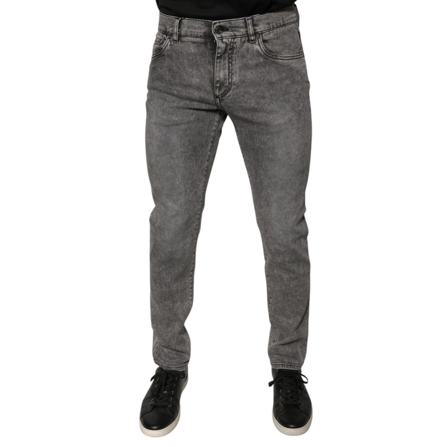 Dolce & Gabbana Gray Washed Cotton Skinny Denim Jeans