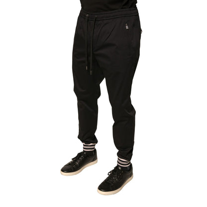 Dolce & Gabbana Black Cotton Stretch Jogger Sweatpants Pants