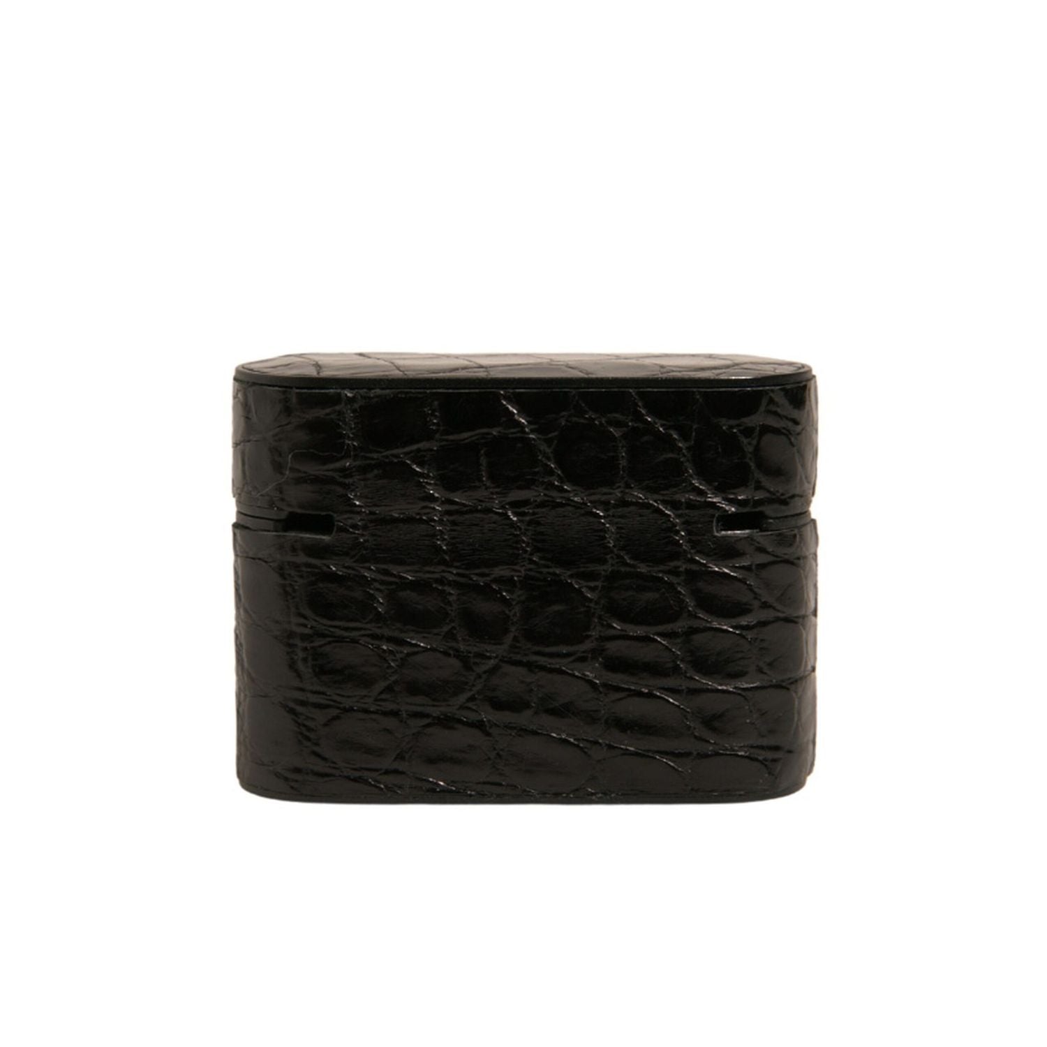 Dolce & Gabbana Black Leather Metal Logo Plaque Holder Airpods Case