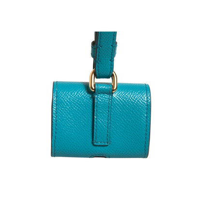 Dolce & Gabbana Green Logo Plaque Leather Gold Metal Strap Airpods Case