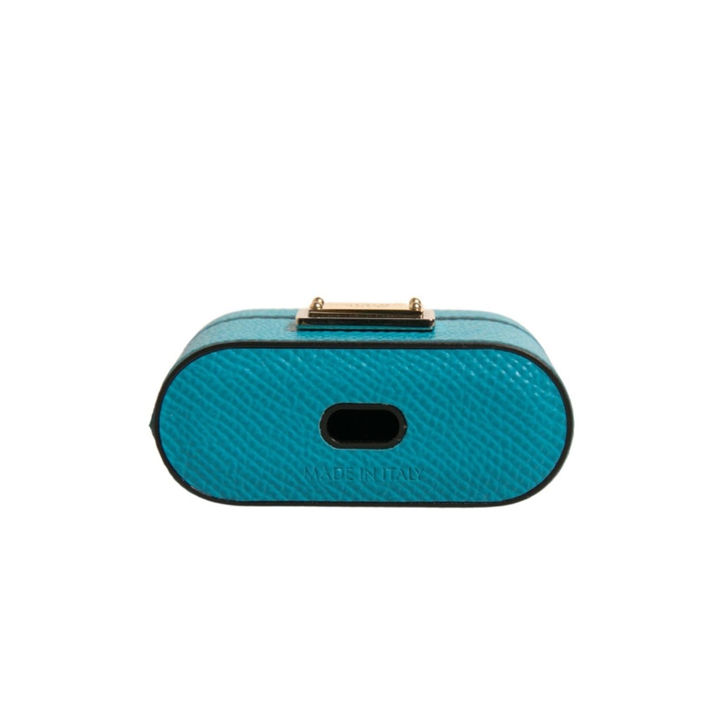 Dolce & Gabbana Green Leather Metal Logo Plaque Holder Airpods Case