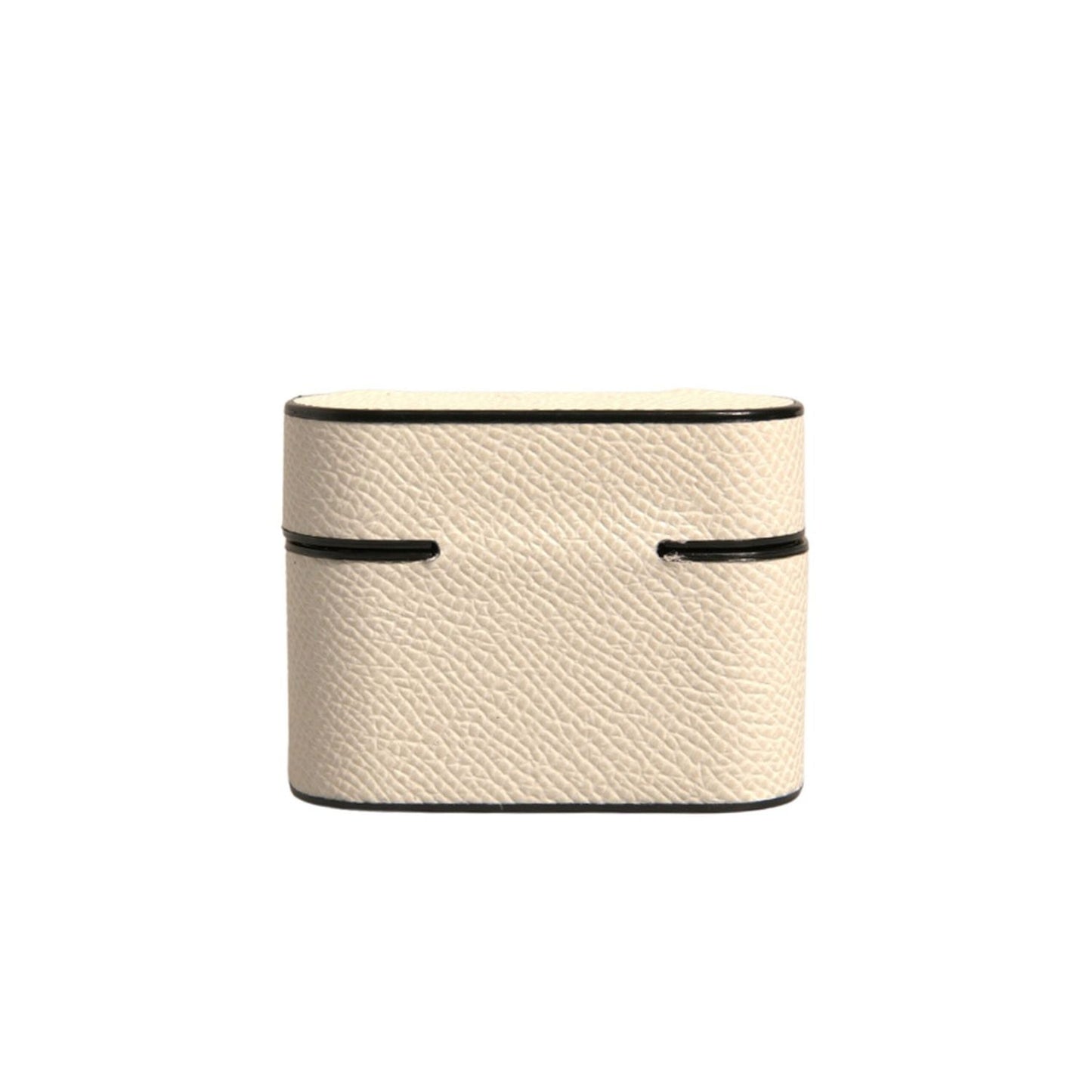 Dolce & Gabbana White Leather Metal Logo Plaque Holder Airpods Case