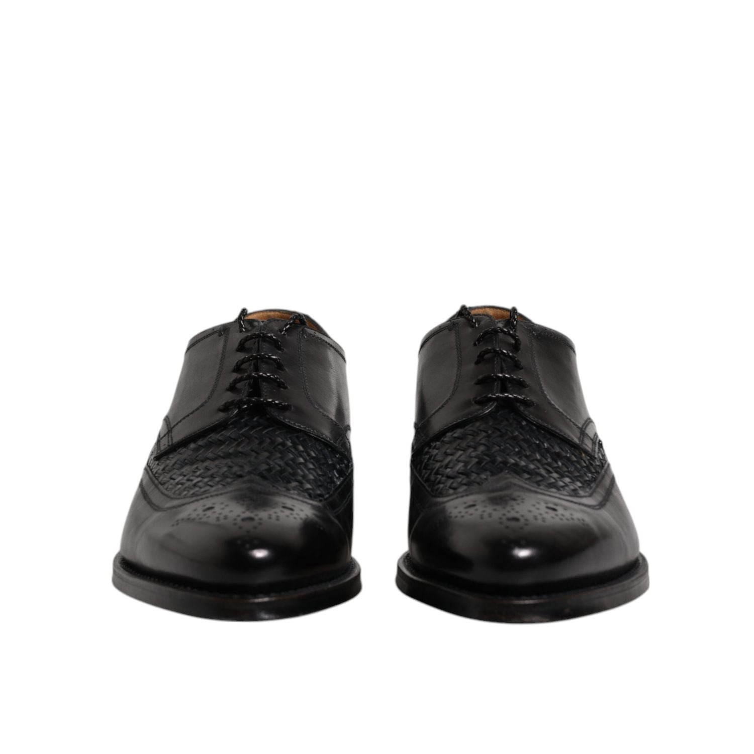 Dolce & Gabbana Black Leather Derby Wingtip Lace Up Formal Dress Shoes