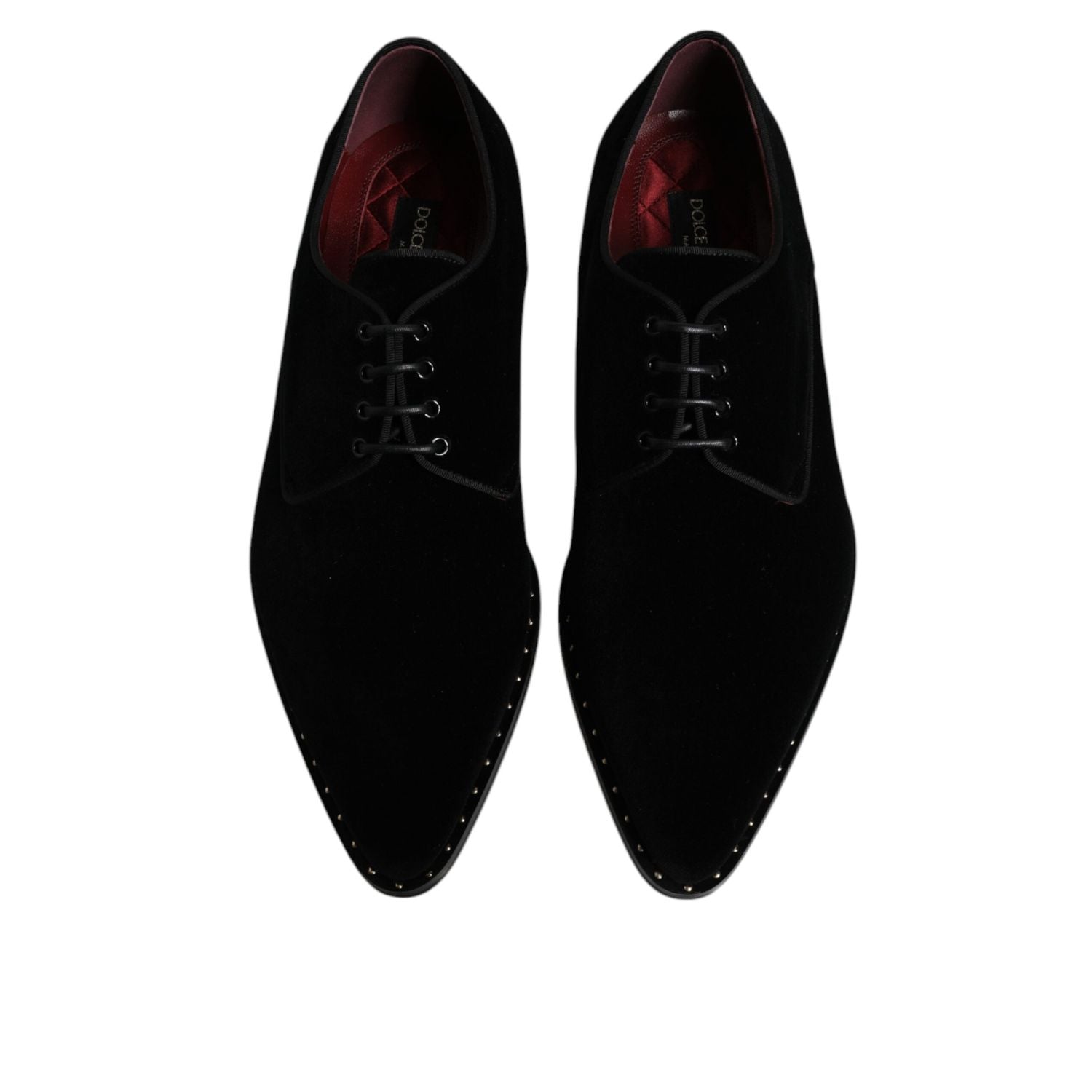 Dolce & Gabbana Black Velvet Cotton Lace Up Derby Shoes