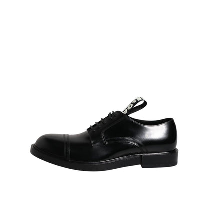 Dolce & Gabbana Black Patent Leather Derby Lace Up Formal Dress Shoes
