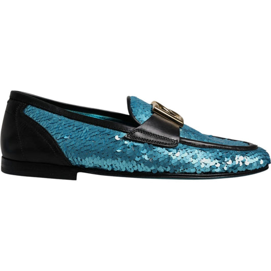 Dolce & Gabbana Blue Sequined Loafers Formal Dress Shoes MV6757-39