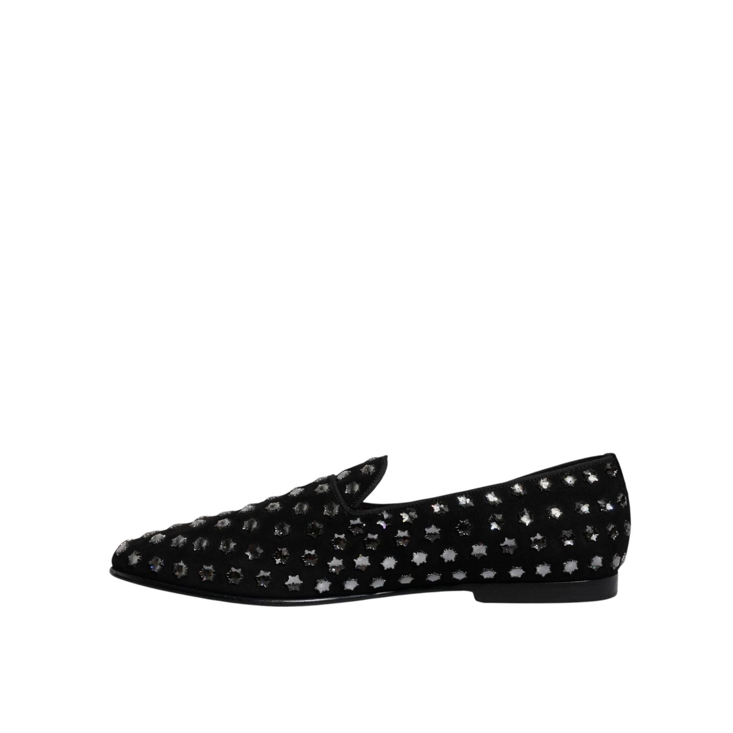 Dolce & Gabbana Black Crystal Embellished Loafers Dress Shoes