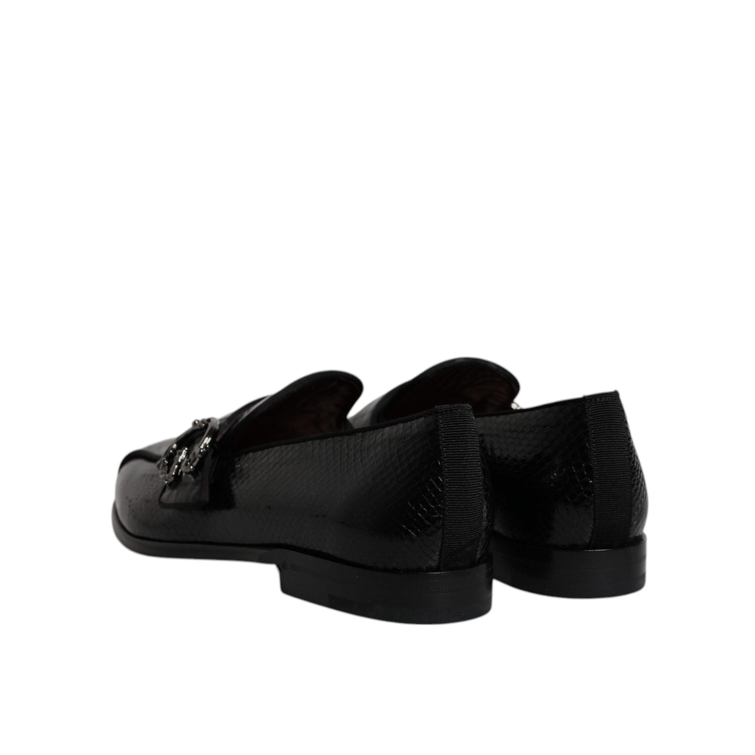 Dolce & Gabbana Black Exotic Leather DG Logo Loafers Formal Dress Shoes