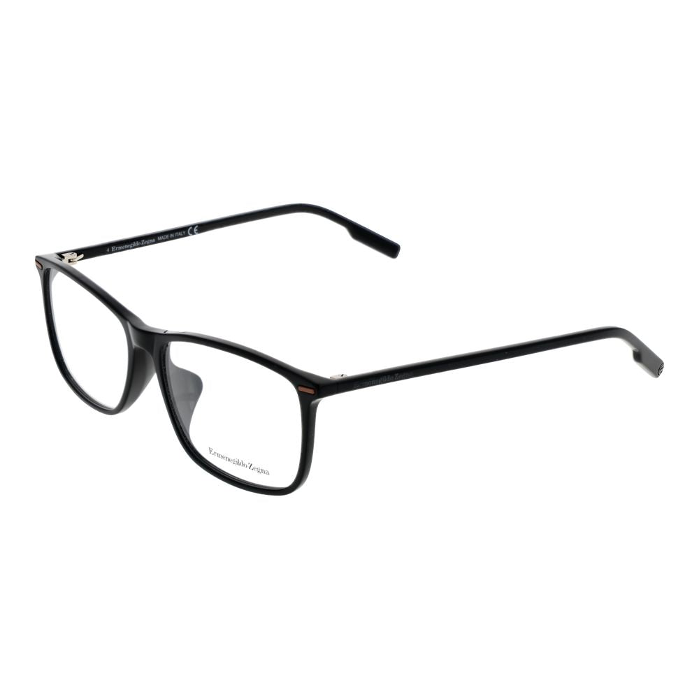 Ermenegildo Zegna Black Men Glasses Frame with acetate material and full-rim style, size 57-16-145.