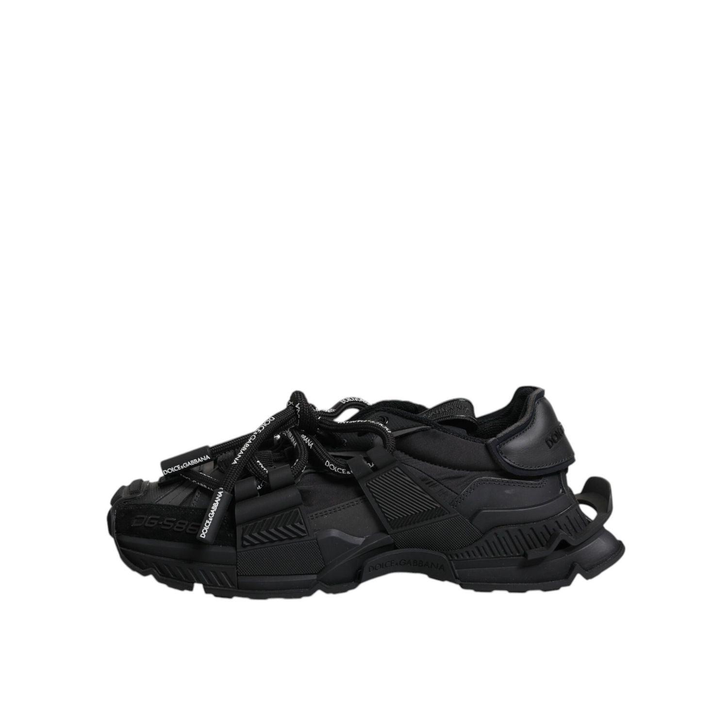 Dolce & Gabbana Black Low Top Space Lace Up Sneakers Shoes