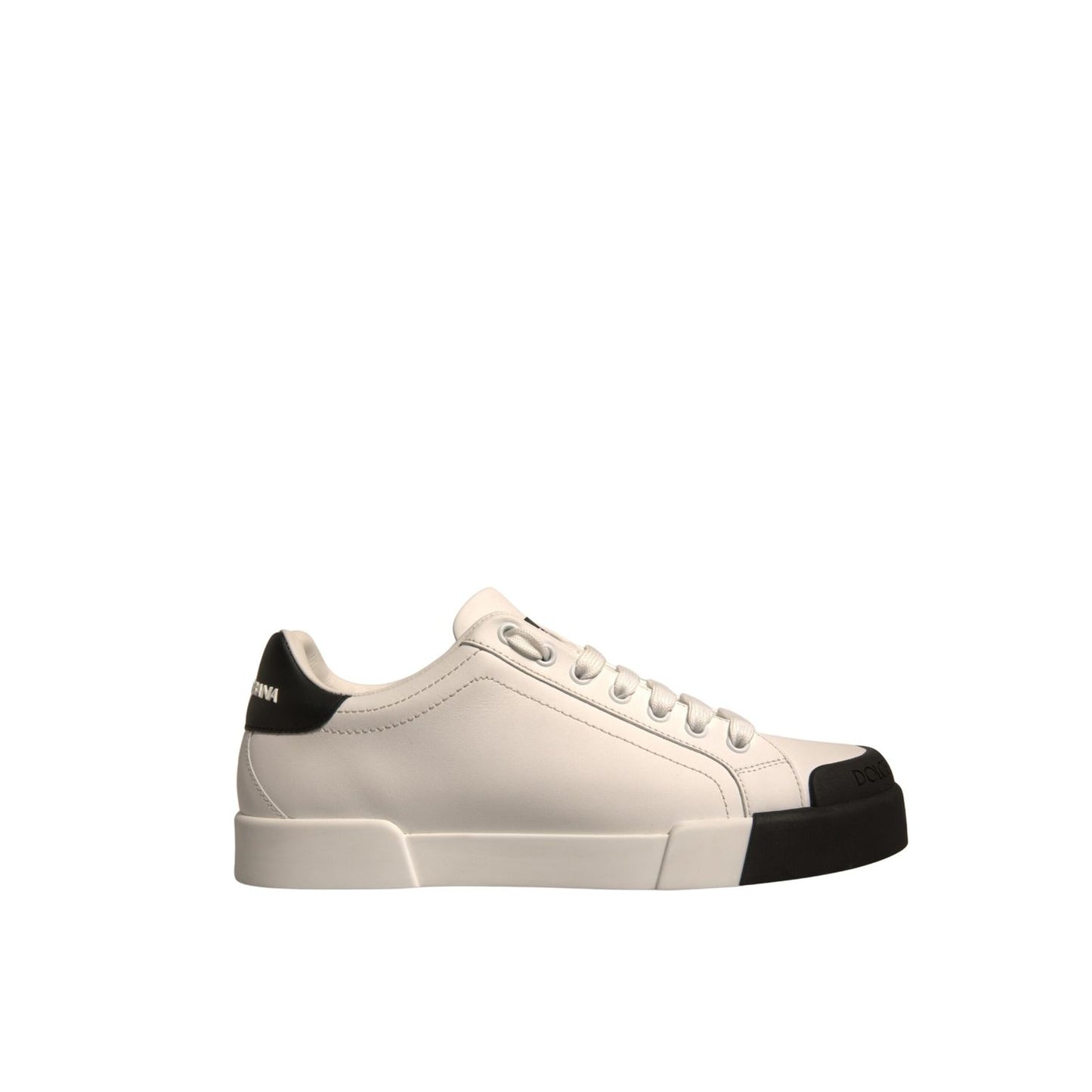 Dolce & Gabbana White Leather Logo Portofino Sneakers Shoes