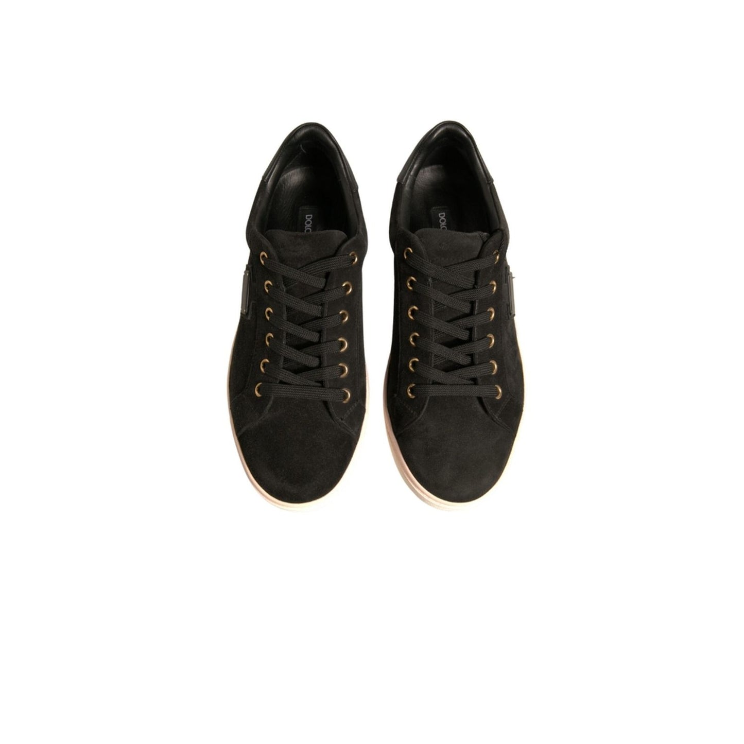 Dolce & Gabbana Black Logo Suede Leather Men Sneakers Shoes