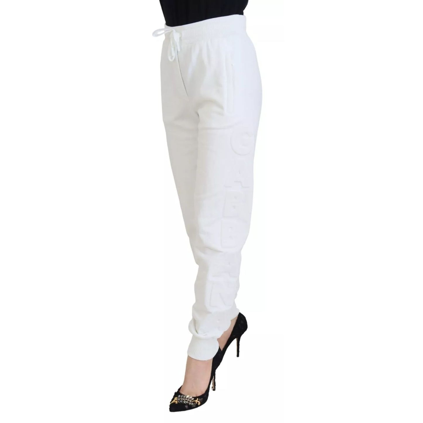 Dolce & Gabbana White Cotton Women Sweatpants Trouser Pants