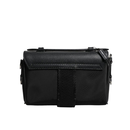 Dolce & Gabbana Black Logo Plaque Leather Buckled Shoulder Crossbody Bag