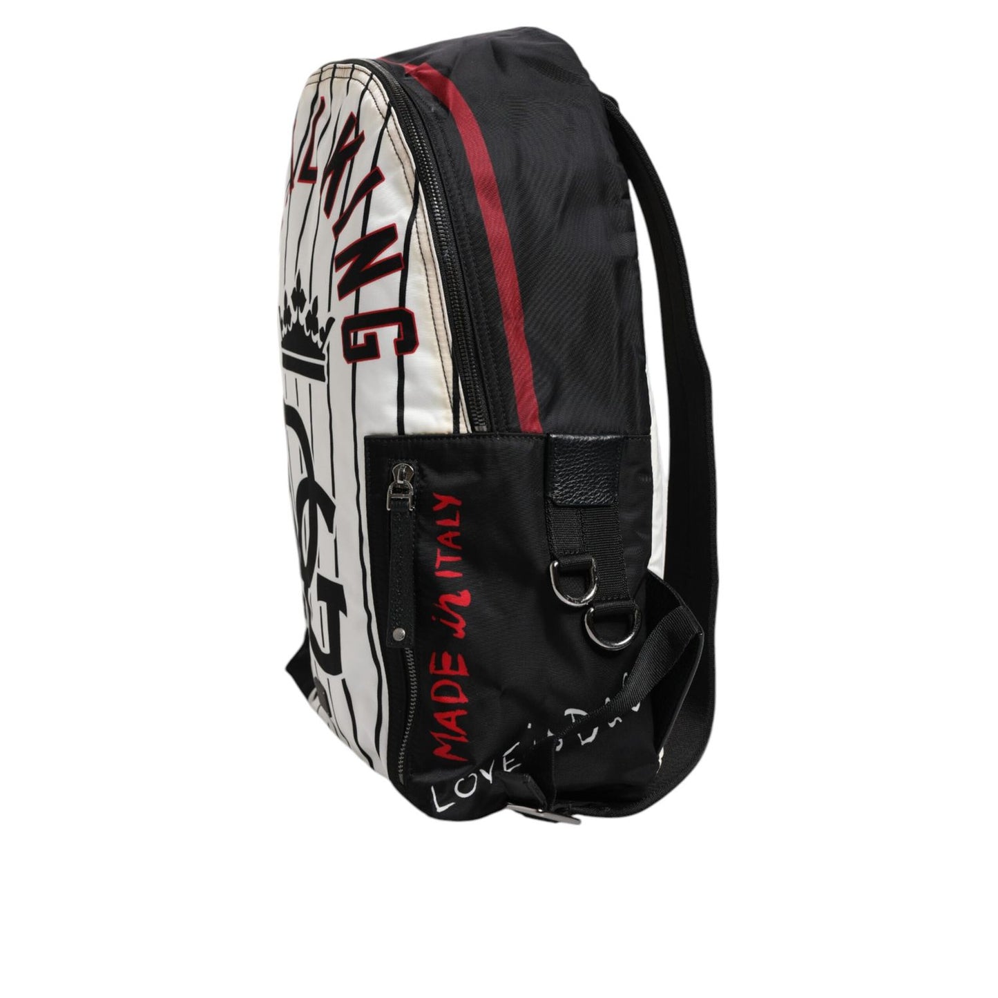 Dolce & Gabbana Black White Vulcano Royal King Print Men Backpack Bag