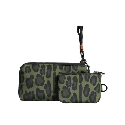 Dolce & Gabbana Green Leopard Leather Logo Plaque Multifunctional Kit Bag