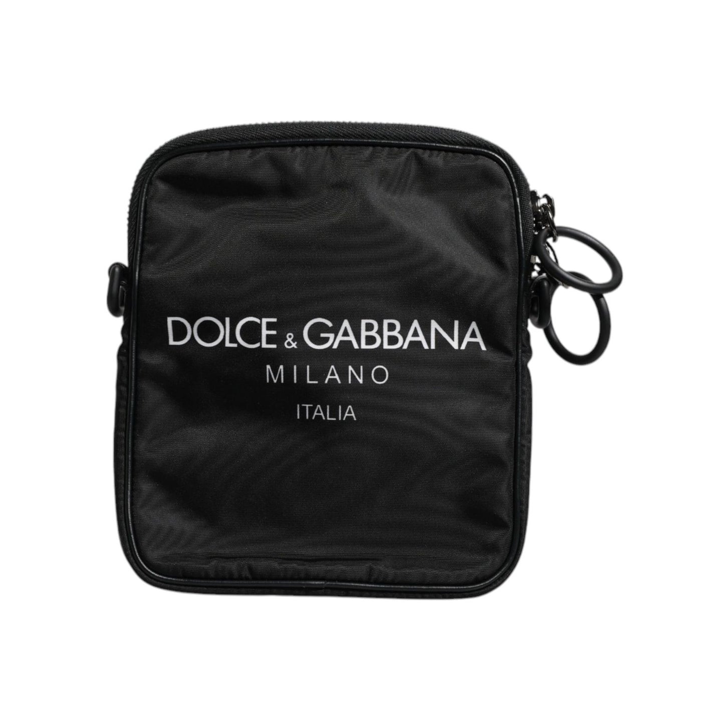 Dolce & Gabbana Black Logo Print Scuba Crossbody Shoulder Bag