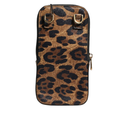 Dolce & Gabbana Brown Leopard Print Dauphine Leather Zip Around Wallet