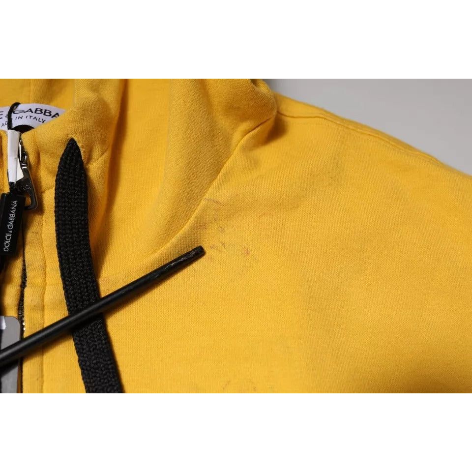 Dolce & Gabbana Yellow Logo Full Zip Hooded Sweatshirt Sweater TSH87727-46