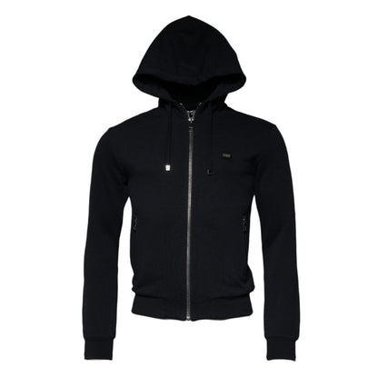 Dolce & Gabbana Blue Logo Full Zip Hooded Sweatshirt Sweater