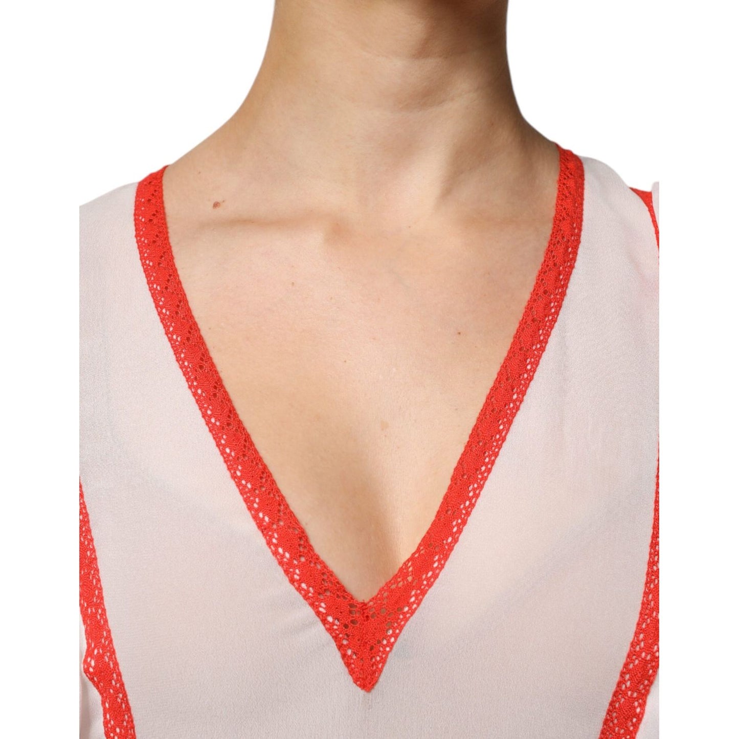 Twinset White Viscose Ruffle Sleeves A-line Pleated Mini Dress Twinset