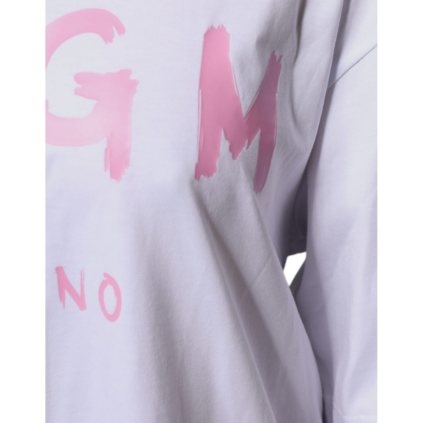 MSGM White Logo Print Cotton T-shirt Short Sleeves Mini Dress MSGM