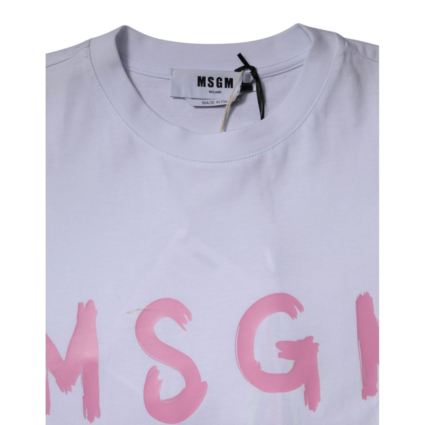 MSGM White Logo Print Cotton T-shirt Short Sleeves Mini Dress MSGM