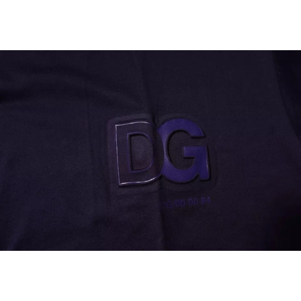 Dolce & Gabbana Navy Blue DG Logo Cotton Crew Neck T-shirt