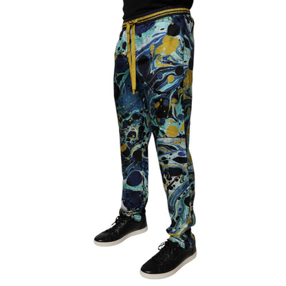 Dolce & Gabbana Multicolor Marble Print Jogger Sweatpants Pants