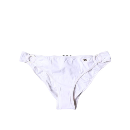 Dolce & Gabbana White Nylon Beachwear Bikini Bottom Swimwear