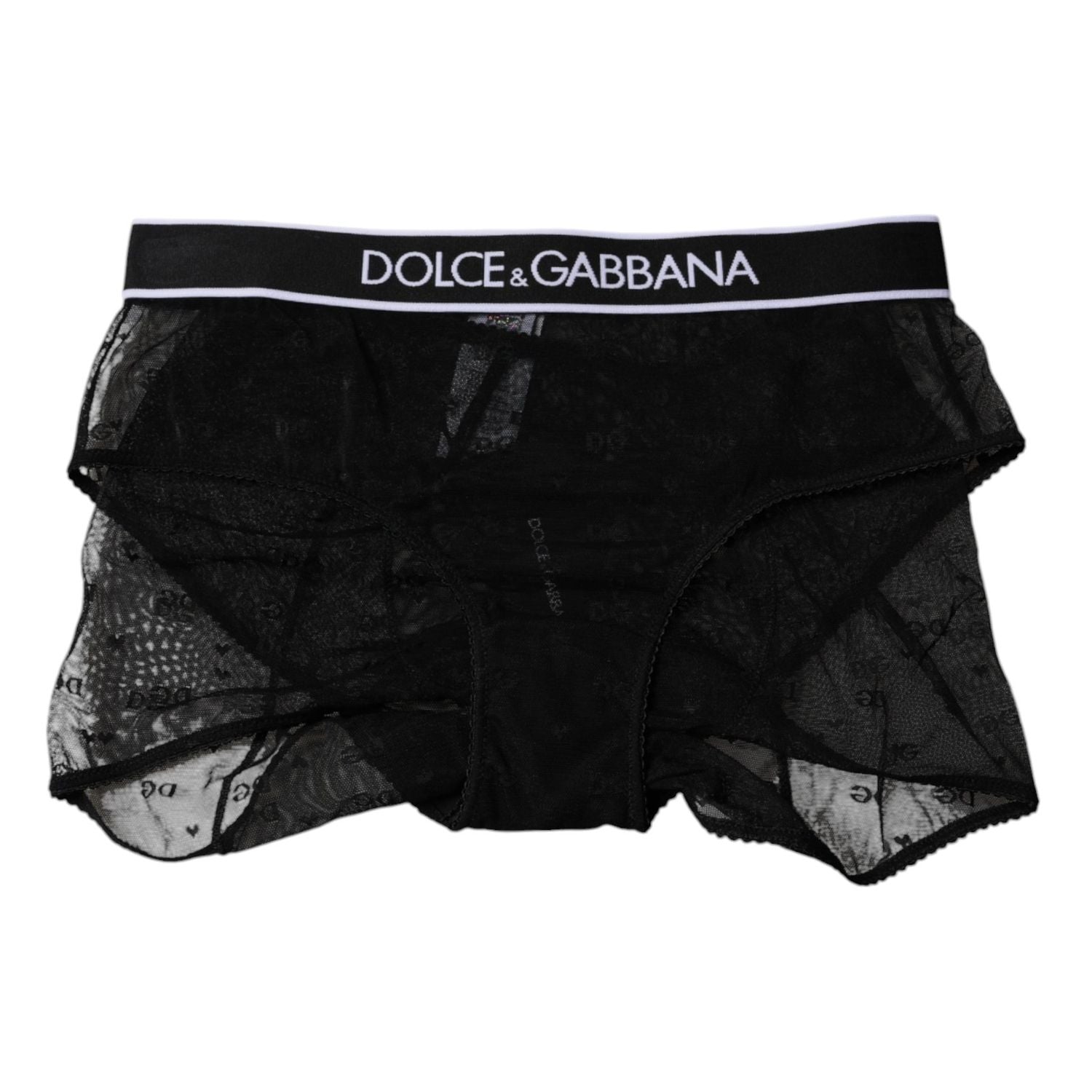 Dolce & Gabbana Black Tulle Nylon Mid Waist Panty Underwear